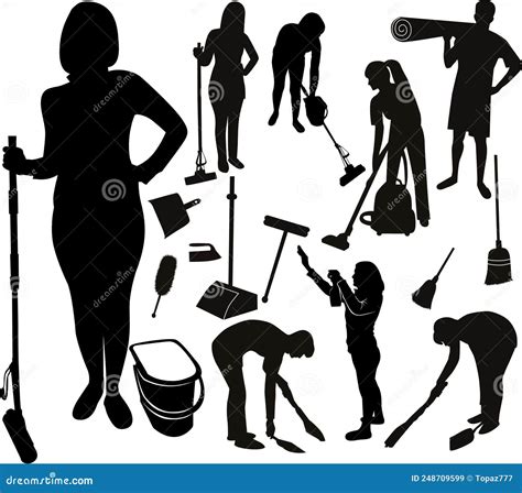 Collection Vector Silhouette Cleaning House,rooms,cleaning Tools ...