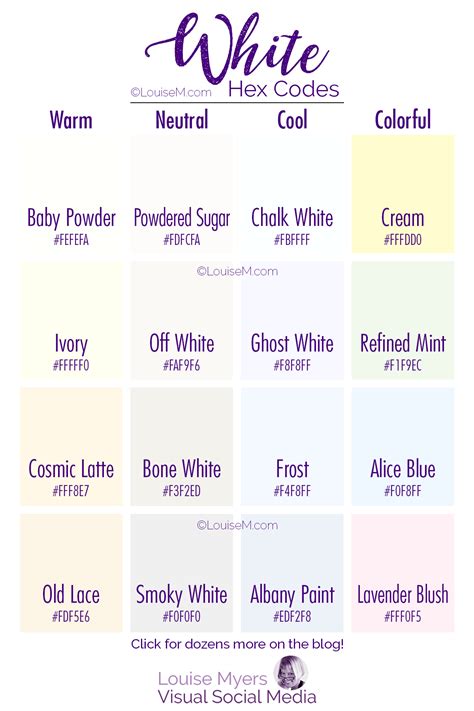 70 White Hex Codes to Pick the Perfect Shades of White | LouiseM