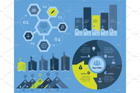 Five Marketing Charts Templates Set | Work Illustrations ~ Creative Market