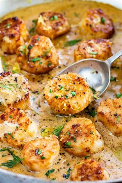 Pan seared scallops with lemon garlic sauce – Artofit