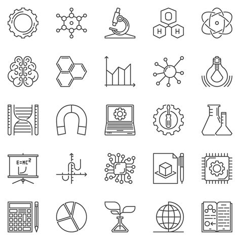 STEM Education outline vector icons set. Science symbols 12741819 Vector Art at Vecteezy