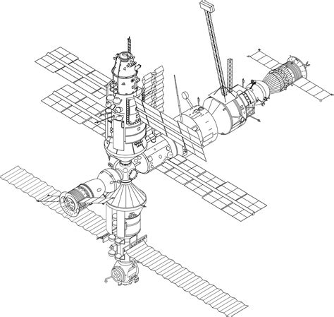 MIR Space Station Sketch vector clipart image - Free stock photo ...