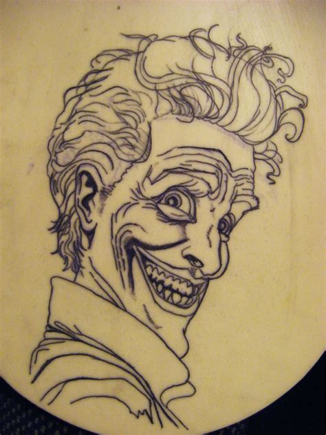 Practice tattoo of the Joker on fake skin, outline by Sugar-Skull87 on DeviantArt