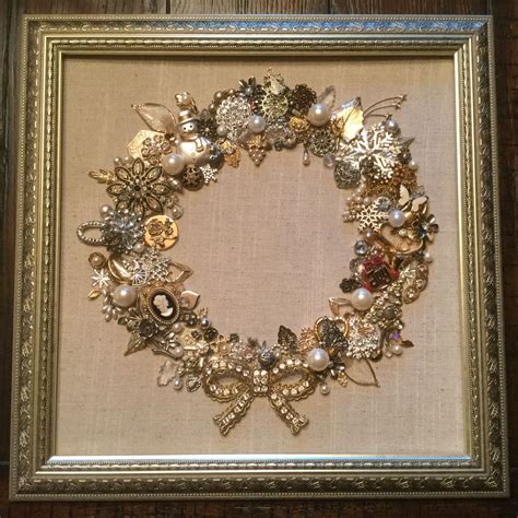 Wreath made from old jewelry | Old jewelry crafts, Vintage jewelry ...