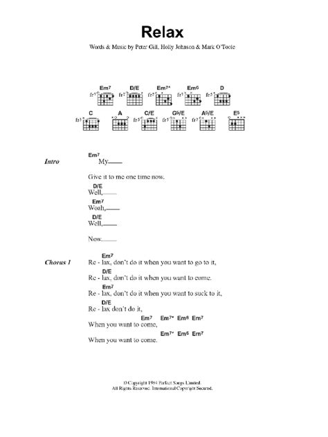 Relax by Frankie Goes To Hollywood - Guitar Chords/Lyrics - Guitar Instructor