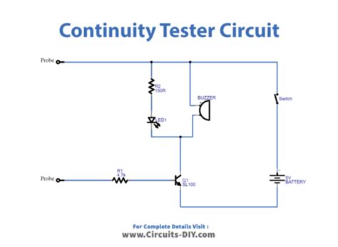 Simple Continuity Tester Circuit Diagram