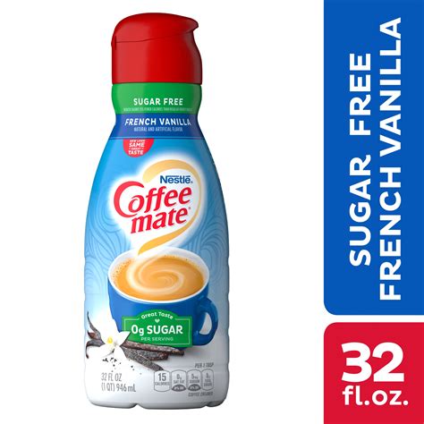 COFFEE MATE Sugar Free French Vanilla Liquid Coffee Creamer 32 Fl. Oz. Bottle | Non-dairy ...