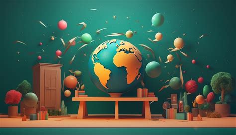 Premium AI Image | Minimal 3D World teacher's day creative poster design