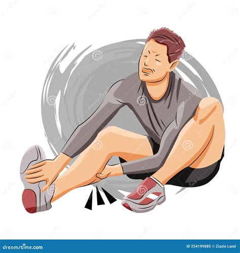 Man On The Ground Having Ankle Sprain Cartoon Vector | CartoonDealer ...