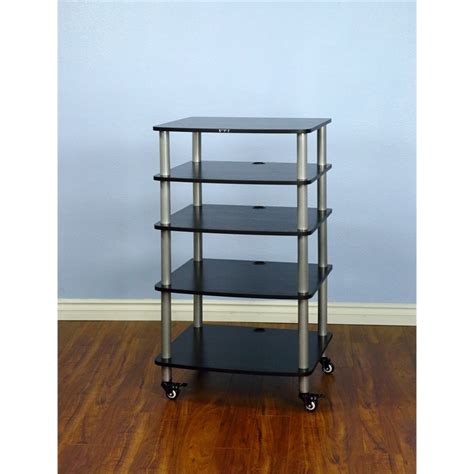 VTI AR405 5 Shelf Audio Rack with Casters-Silver / Black | Homesquare