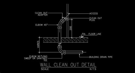 Wall clean out detail AutoCAD drawing is given in this file - Cadbull