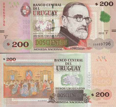 SCWPM PNew200 TBB B555a 200 Pesos Uruguayan Banknote Uncirculated UNC (2015) | Kate's Paper Money