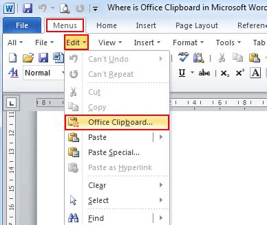 Where is the Office Clipboard in Microsoft Word 2007, 2010, 2013, 2016 ...