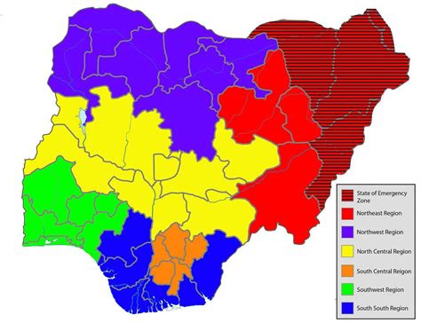 Nigeria states map - The nigerian map showing states (Western Africa ...