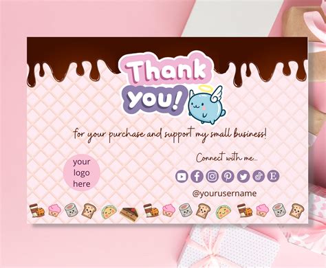 Thank You Card Kawaii Food Business Card Thank You for Your | Etsy