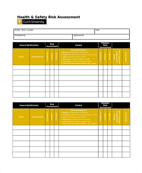 FREE 8+ Sample Health and Safety Risk Assessment Templates in MS Word ...