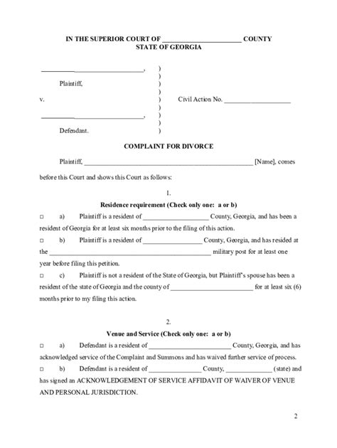 Free Printable Georgia Divorce Forms - Printable Forms Free Online