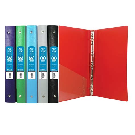 BAZIC 3 Ring Binder 1" Poly Binders Organizer - Matte Color Soft Cover, Round Ring, Hold 175 ...