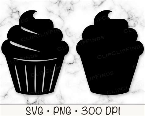 Cupcake SVG, Cupcake Silhouette Cutting File SVG Vector and PNG Transparent Background ...