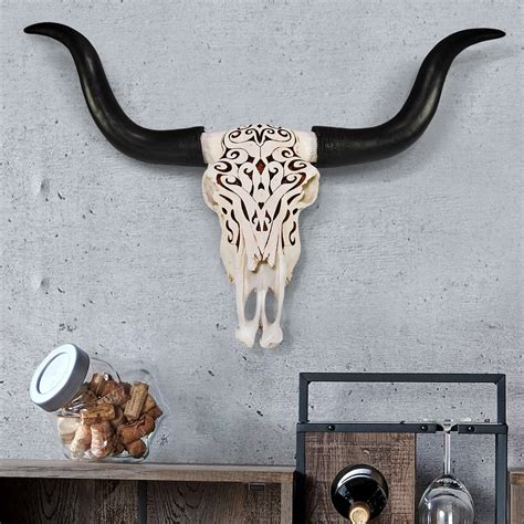 Carved Longhorn Skull Wall Decor | Cow Skull Decor by Wall Charmers