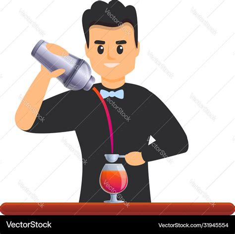 Bartender make cocktail icon cartoon style Vector Image