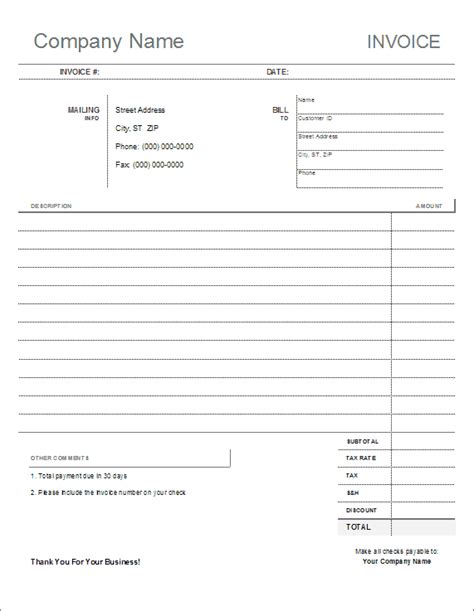 Free Blank Invoice Template For Your Needs