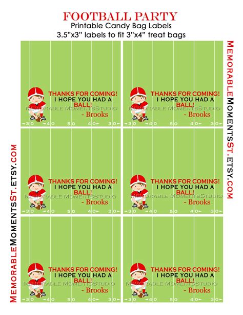 PRINTABLE CANDY BAG labels Football Party Collection