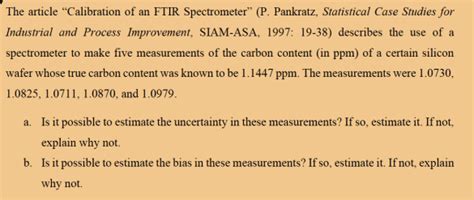 Solved The article "Calibration of an FTIR Spectrometer" (P. | Chegg.com