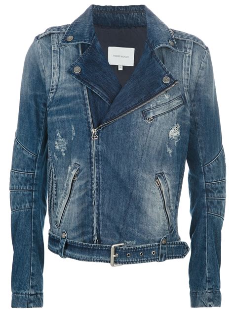 Lyst - Balmain Denim Biker Jacket in Blue for Men