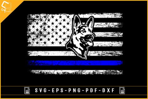 Thin Blue Line with USA Flag K9 Dog Graphic by Craft Quest · Creative Fabrica