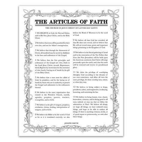 The Articles of Faith Poster - Filled Leaf Style