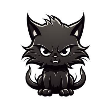 Vector Cartoon Angry Cat Sticker Halloween Character For Decoration ...