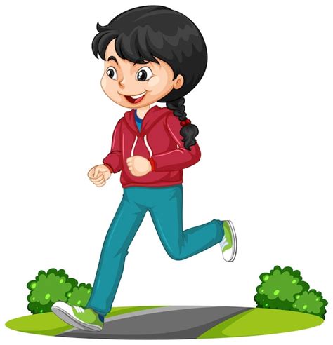 Free Vector | Girl doing running exercise cartoon character isolated