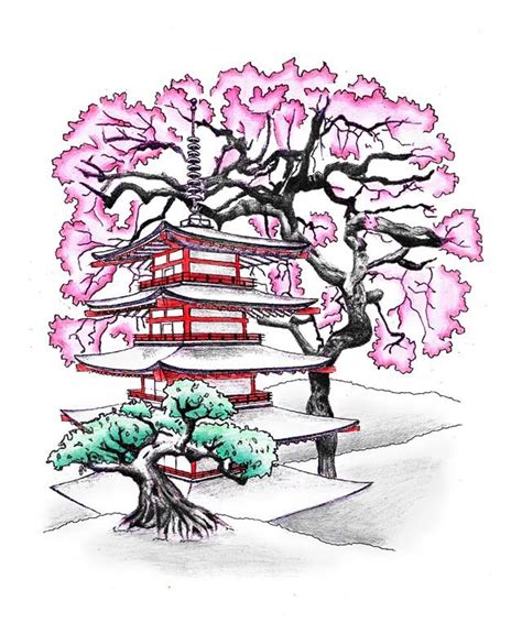 Japanese Pagoda Tattoo Design - corruptedmillenium