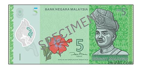 Malaysian Banknote 5 Ringgit Portrait Side Illustration - Twinkl