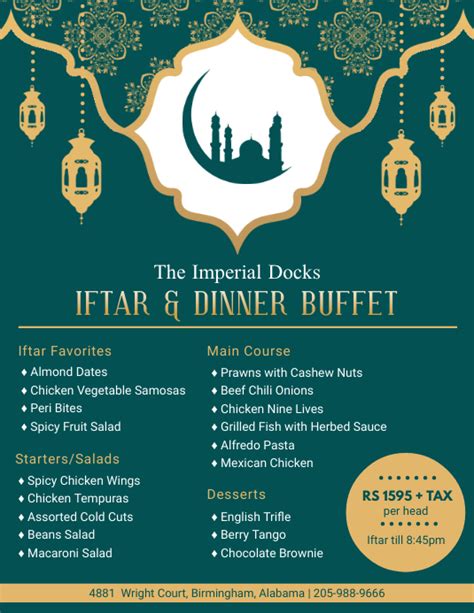 Green Iftar Buffet Menu Design Template | PosterMyWall