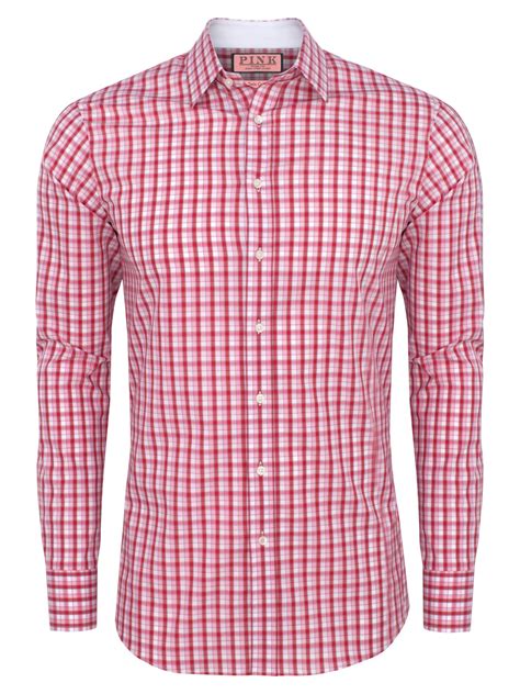 Thomas pink Laces Slim Check Shirt in Pink for Men (White) | Lyst