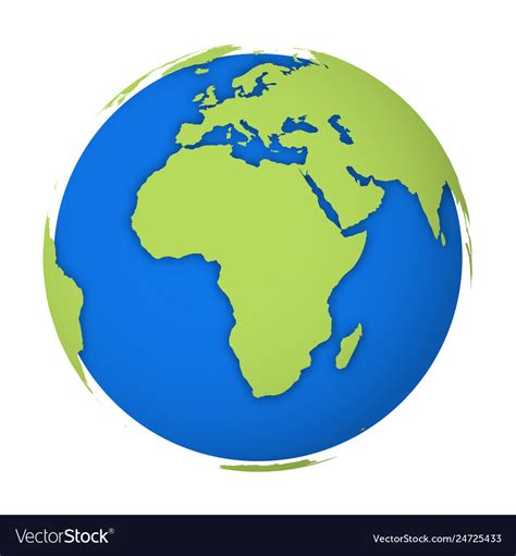 Natural earth globe 3d world map with green lands Vector Image