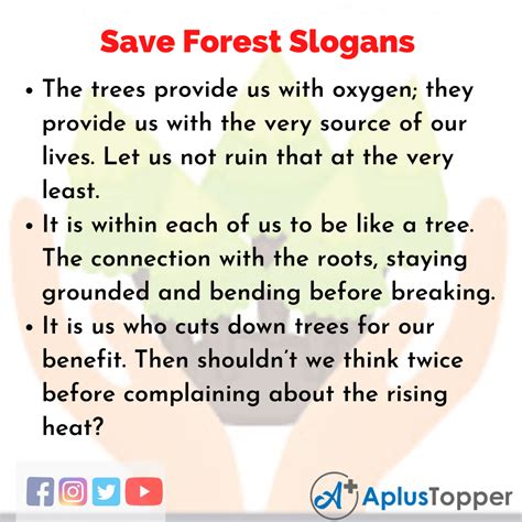 Save Forest Slogans | Unique and Catchy Save Forest Slogans in English - A Plus Topper