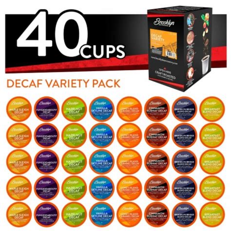 Brooklyn Beans Decaf Coffee Pods for Keurig K-Cups Coffee Maker,Variety Pack, 40 Count, 40 Kcups ...