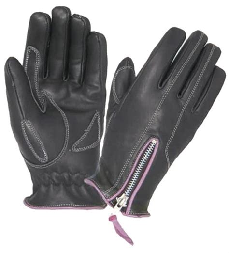 Leather Women's Motorcycle Gloves - Purple Winter Riding Gloves