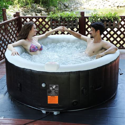 Goplus 4 Person Portable Inflatable Hot Tub for Outdoor Jets Bubble Massage Spa Relaxing w ...