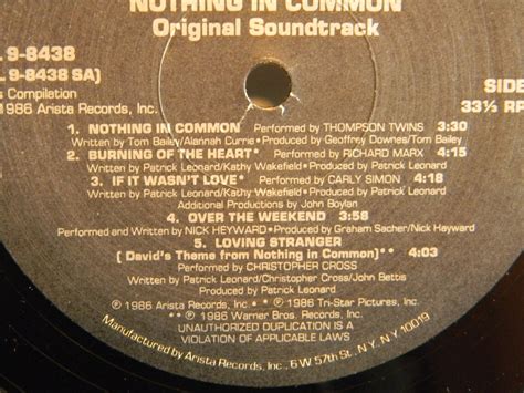 1986 Nothing in Common Soundtrack LP vintage album | Etsy