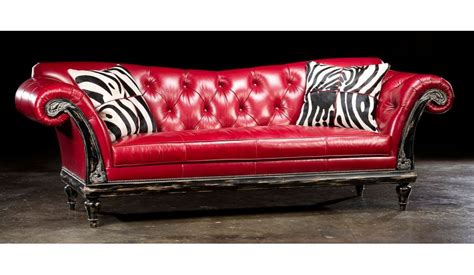 1 Red hot leather sofa, USA made, lost look from the past.