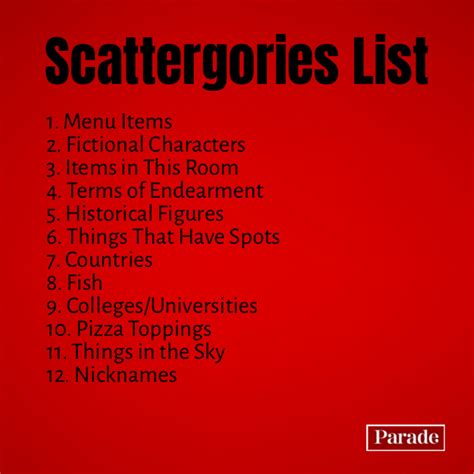 Scattergories Lists Great Categories To Play With Your Friends | parade