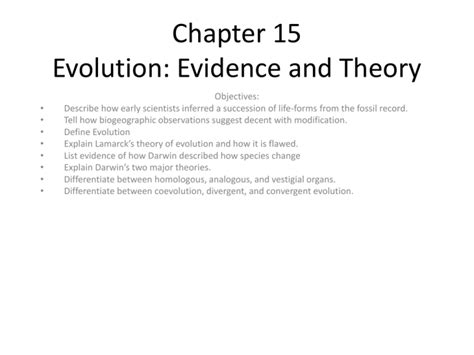 Chapter 15 Evolution: Evidence and Theory