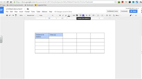 Table Template Google Docs