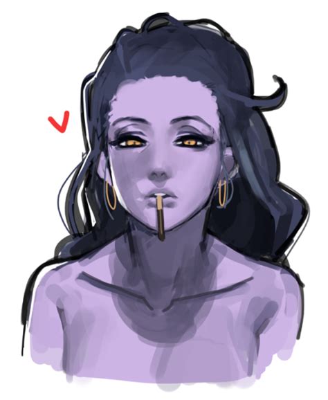 a drawing of a woman with long hair and piercings