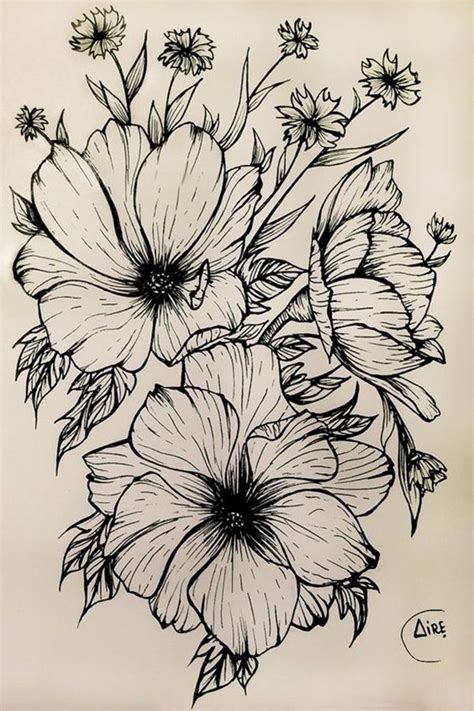 50 Easy Flower Pencil Drawings For Inspiration | Disegno di fiori, Dipinti artistici, Disegno fiori