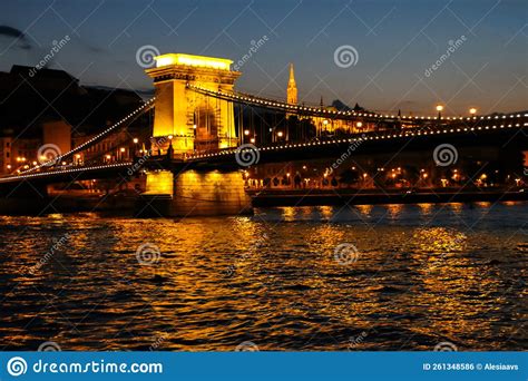 Evening View of the Danube River, Bridges, Sights of Budapest. Hungary ...